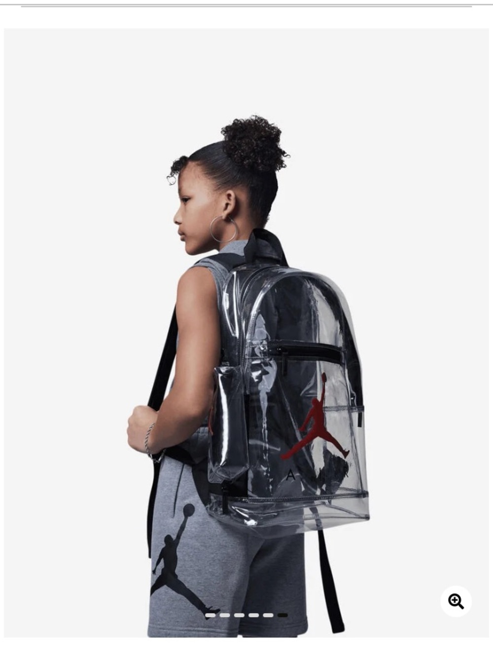 Jordan Clear Backpack with Red Jumpman and Black Trim - Picture 2 of 5